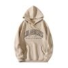 NETCLICK®Los Angeles Printed Sweatshirt Polycotton Hoodies for Running, Gym Warm Travel Hoodies for Men Beige