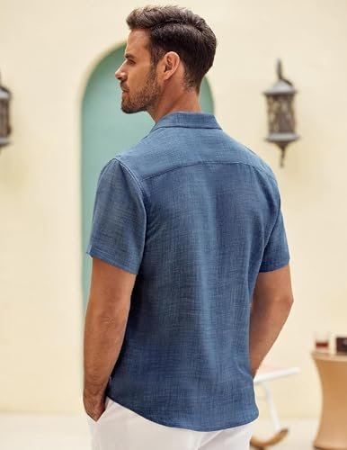 Lymio Regular Fit Shirt for Men|| Men Stylish Regular Fit Shirt (Resort-Slub) (in, Alpha, XL, Blue) - Image 5