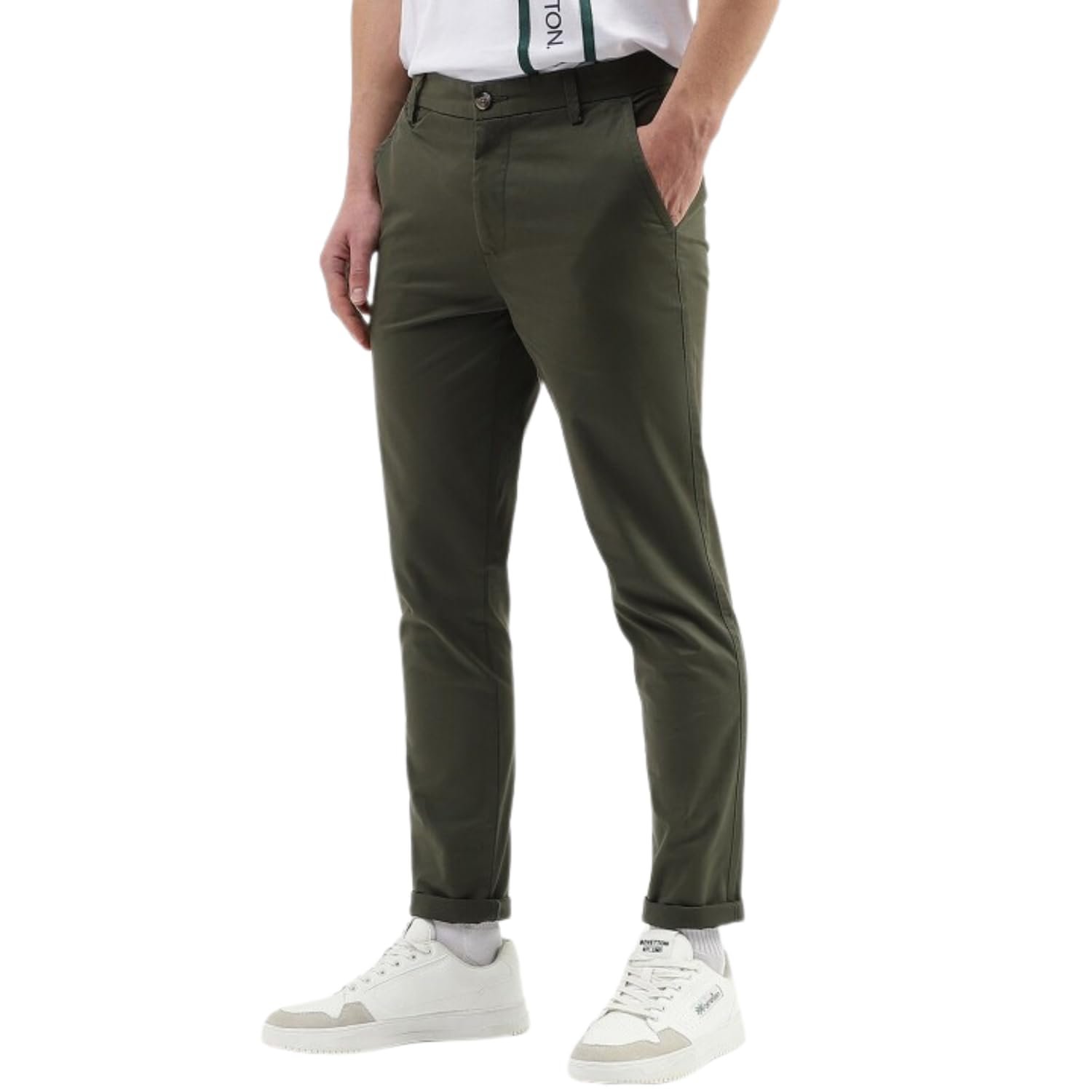 Jack and Jini Men Casual Stretchable Cotton Pants | Chinos | High Rise Trouserss (Regular Fit) (in, Numeric, 36, Regular, Green)
