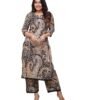 Nermosa Women Viscose Printed Straight Kurta Pant Set (in, Alpha, M, Black)