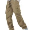 TAGDO Men's Casual Techwear Drawstring Cargo Pants Hiphop Baggy Pants (RF-Cargo-2024-Gold-36)