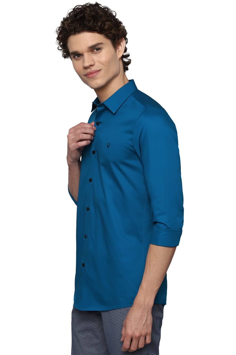 Allen Solly Men's Regular fit Poplin Shirt (ASSFQMOP403092_Blue_38) - Image 5