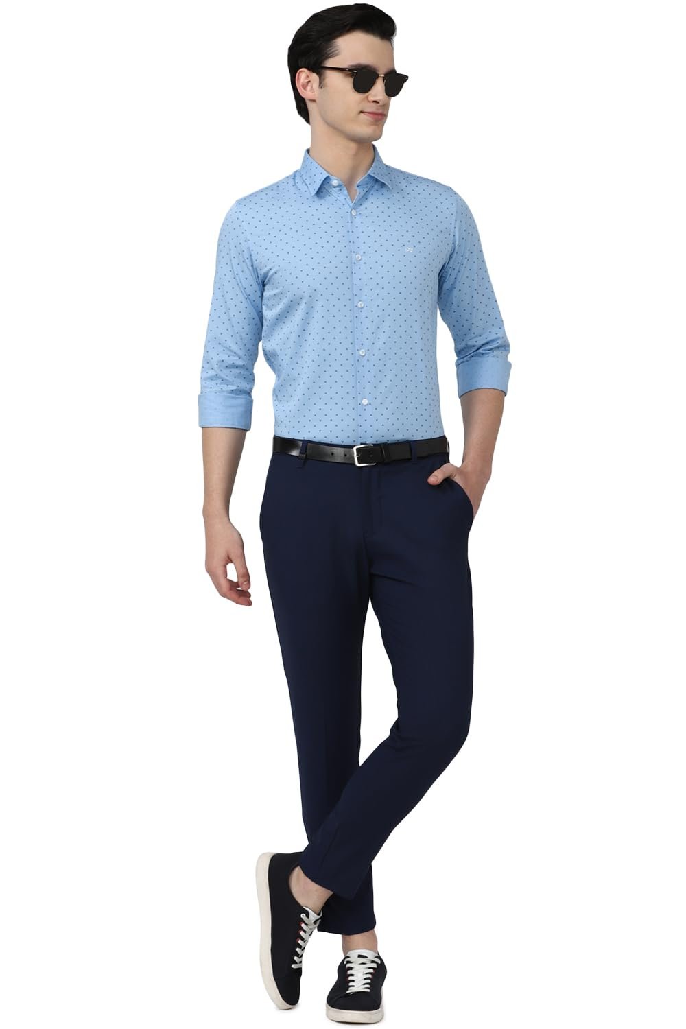 Peter England Men's Printed Slim Fit Party Branded Insignia Full Sleeve Casual Shirt Cotton Light Blue - Image 2