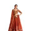 JIHU CULTURE Women's Orange Sequence Embroidery Work Silk Semi-Sttiched Lehenga Choli-JH290ORG