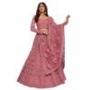ZAALIMA FASHION WITH Z LOGO Women's Net Embroidered Semi-Stitched Lehenga Choli And Dupatta Set (Free Size) (Peach)