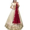 JULEE Women's Vichitra Embroidered Semi-Stitched Lehenga Choli (Sonpari LH White)