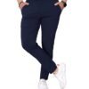 Mehrang Men's Mid Rise Slim Fit Casual Trousers, Cotton Blend, Side Pockets (Numeric, 32, Regular, Navy Blue)