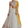 TRENDMALLS Women's Georgette Embroidery Bridal Lehenga Choli With Dupatta (L66-White, Semi stitched)