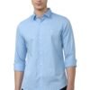 Peter England Men's Printed Slim Fit Party Branded Insignia Full Sleeve Casual Shirt Cotton Light Blue