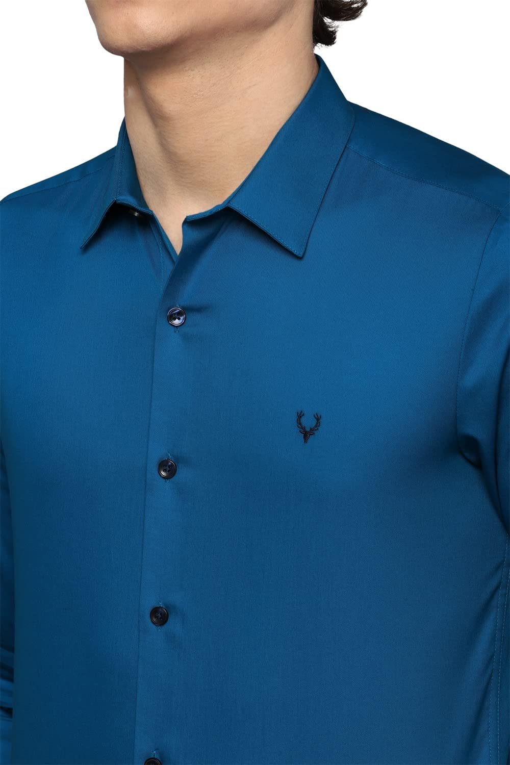 Allen Solly Men's Regular fit Poplin Shirt (ASSFQMOP403092_Blue_38) - Image 3