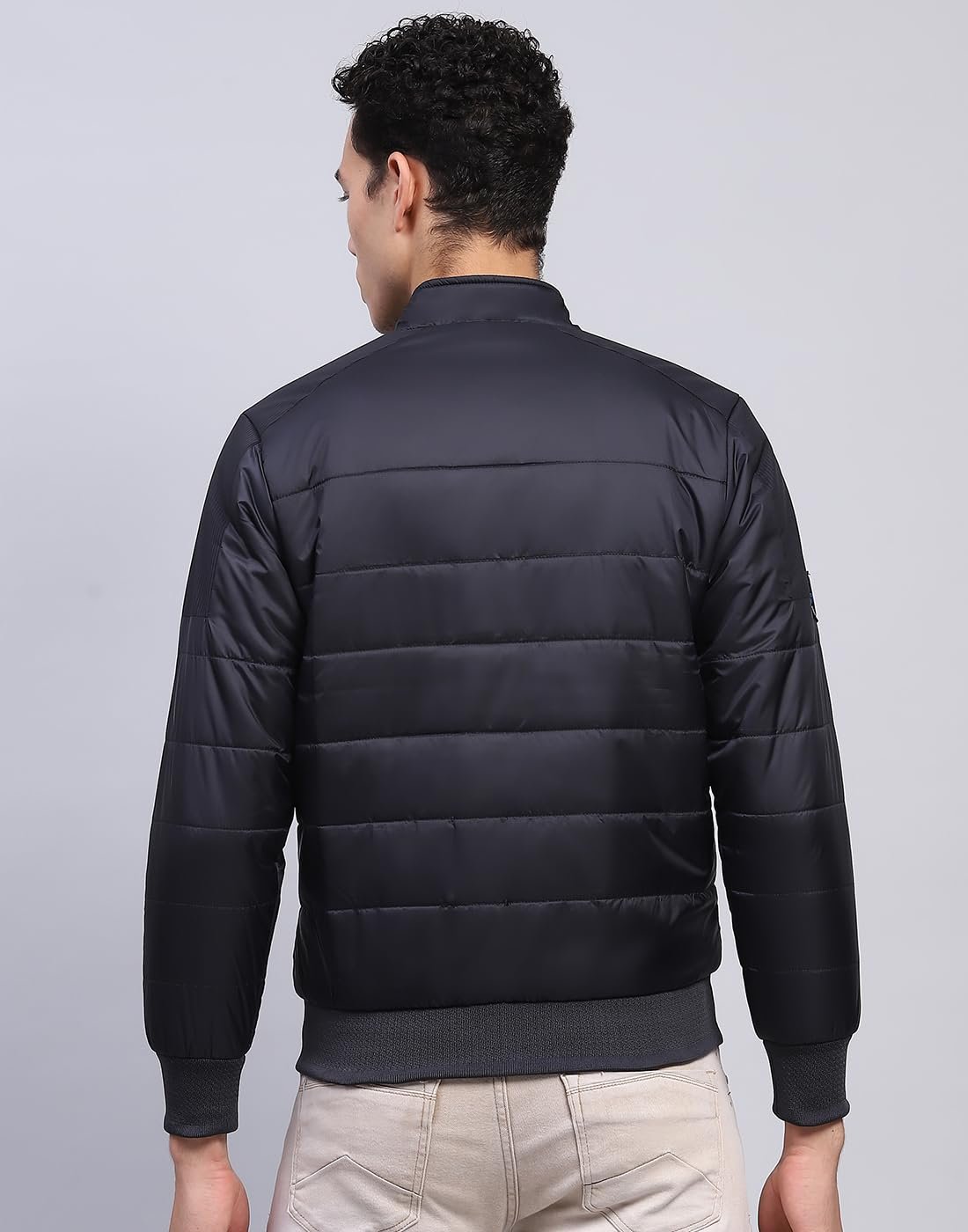 Monte Carlo Mens Solid Navy Blue Mock Neck Full Sleeve Jacket (224066754-2-46) - Image 4