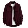 MiraMichi Men's Full Sleeve Corduroy Striped Casual Jacket, Ideal for Stylish Everyday Outfits (Wine, L)