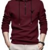 TOPLOT Men's Woolen Blend Solid Hoodie with Hooded Neck (Zip-Hoodie-5146-Maroon-XL)