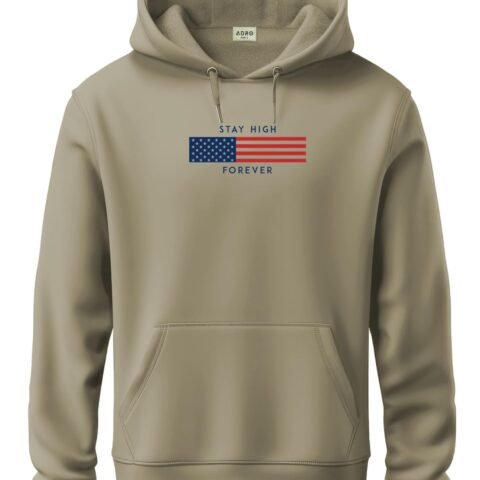 ADRO Hoodie for Men | Regular Fit 320 GSM Cotton Hoody | Mens Hoodies/Sweatshirt | Soft Brushed Fleece Fabric | H24-FLAG-BE-L Beige