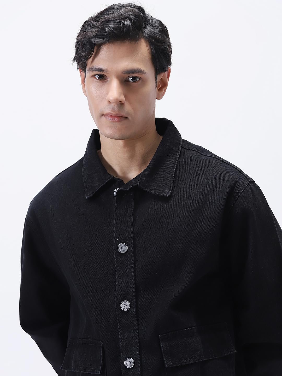 Urbano Fashion Men's Black Relaxed Fit Full Sleeve Utility Denim Jacket (jakt-denimutfl-black-xl) - Image 3