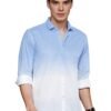 IndoPrimo Men's Cotton Casual Solid Shirt for Men Full Sleeves (X-Large, Sky - White)