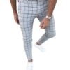 Men's Fashion Stretch Dress Pants Slim Fit Plaid Skinny Long Pants Casual Business Golf Dress Pants, Lightgray, Medium