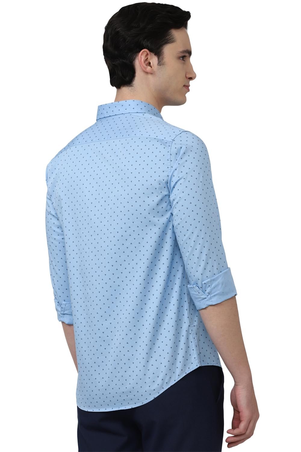 Peter England Men's Printed Slim Fit Party Branded Insignia Full Sleeve Casual Shirt Cotton Light Blue - Image 4