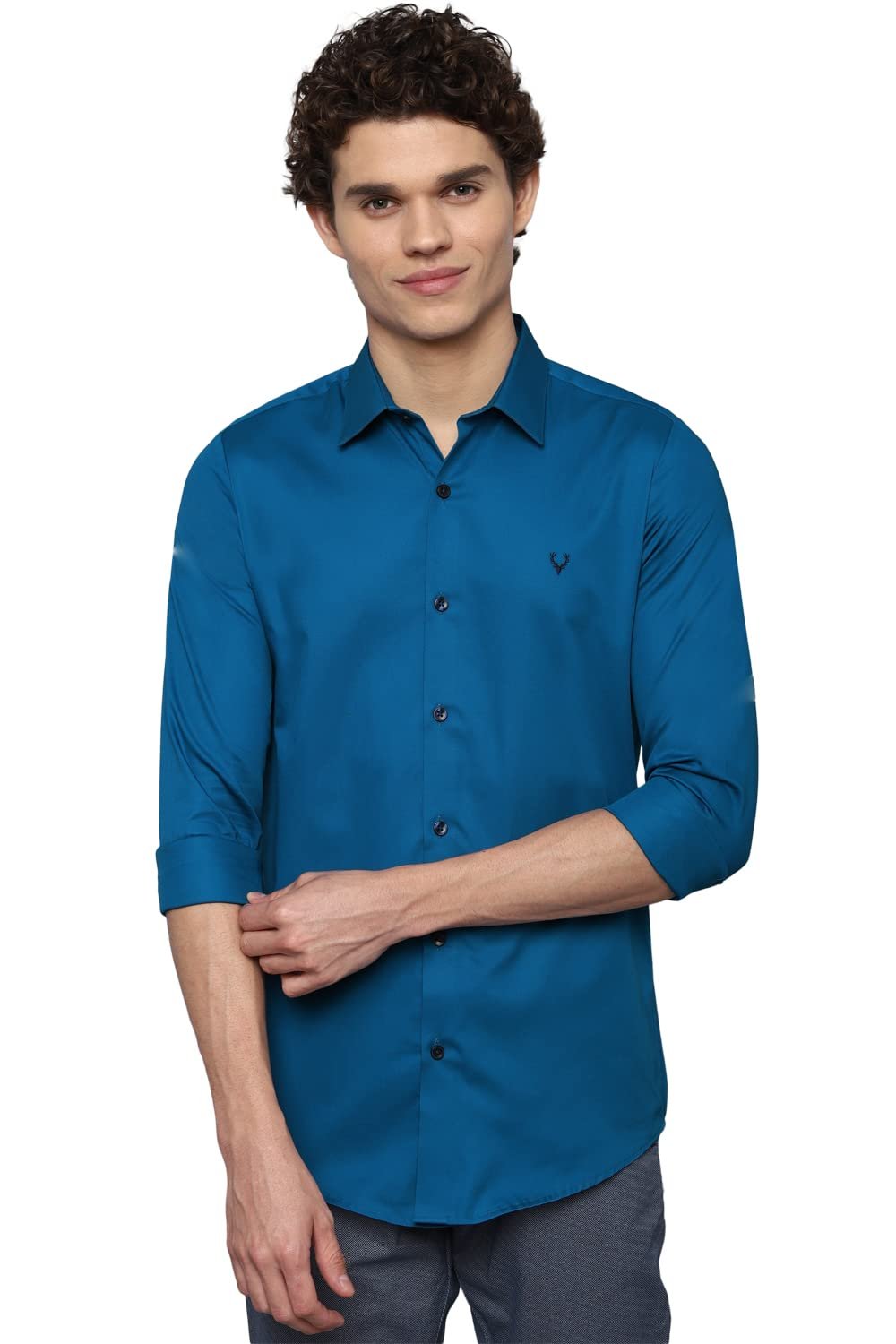 Allen Solly Men's Regular fit Poplin Shirt (ASSFQMOP403092_Blue_38)