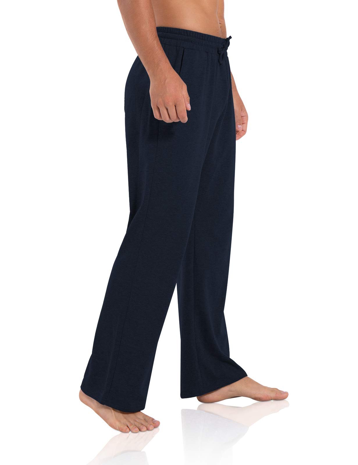 Agnes Urban Men's Joggers Sweatpants Open Bottom Straight Leg Casual Loose Fit Running Athletic Jersey Pants with Pockets, Navy Blue, Large - Image 5