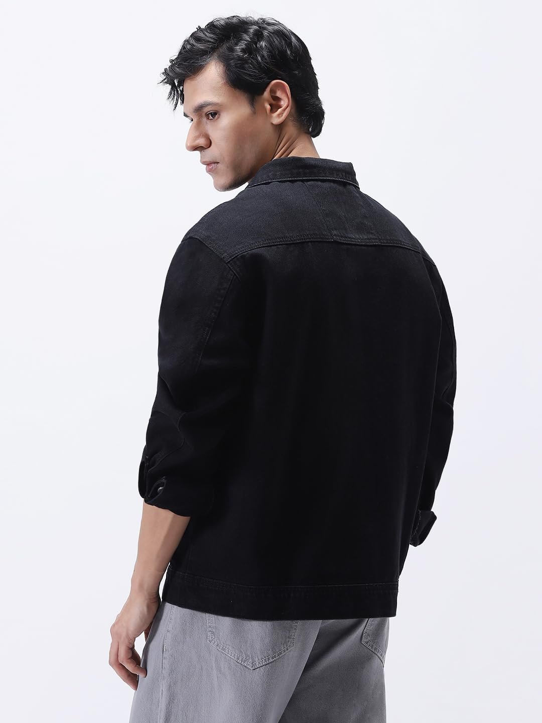 Urbano Fashion Men's Black Relaxed Fit Full Sleeve Utility Denim Jacket (jakt-denimutfl-black-xl) - Image 5