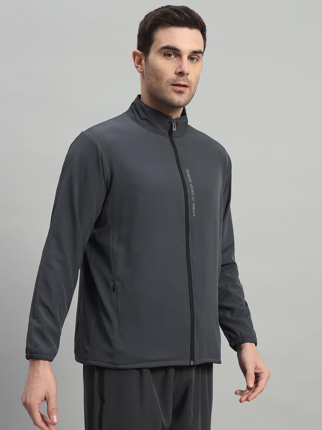 FITINC Sports Jacket for Men with Two Hidden Zipper Pockets - Grey(Medium) - Image 6