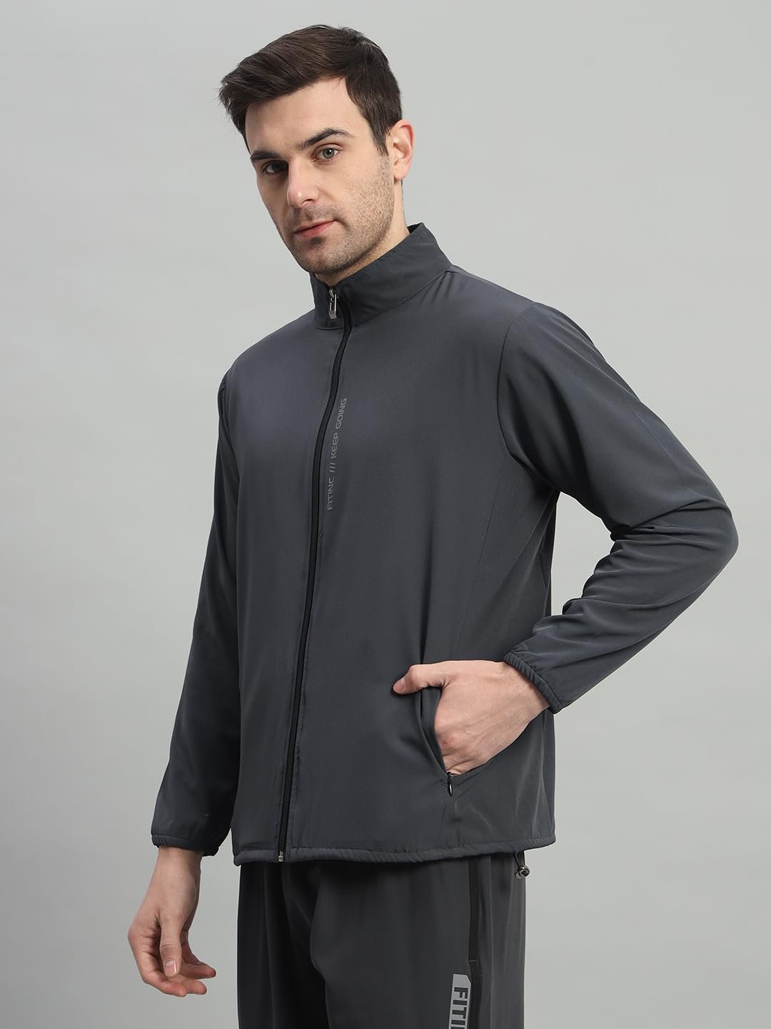FITINC Sports Jacket for Men with Two Hidden Zipper Pockets - Grey(Medium) - Image 7