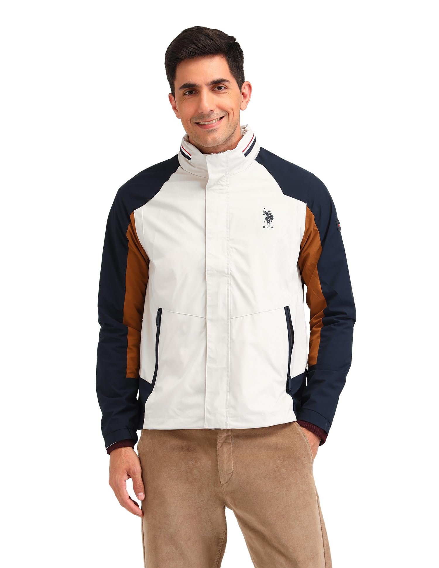 U.S. POLO ASSN. Men's Polyester Standard Length A-Line Coat (USJCK550_Ecru, Small