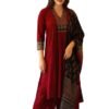 ANNI Designer Women's Rayon Viscose Straight Printed Kurta with Pant & Dupatta (WAFIYA RED_XL_RED_X-Large)
