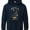 ADRO Men’s 320 GSM Cotton Poly Fleece Hoodie – Monsoon Bay Club Sailing Graphic, Soft Feel Fabric, Skin-Friendly Print, Navy Blue Casual Winter Printed Hoodies with Kangaroo Pocket | H25-MNSN-NB-M