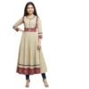Yash Gallery Women's Cotton Printed Regular Fit Anarkali Kurta For Women (305Yk397Beige_Beige_X-Large)