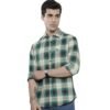 The Indian Garage Co Men Green & White Checkered Slim Fit Casual Shirt