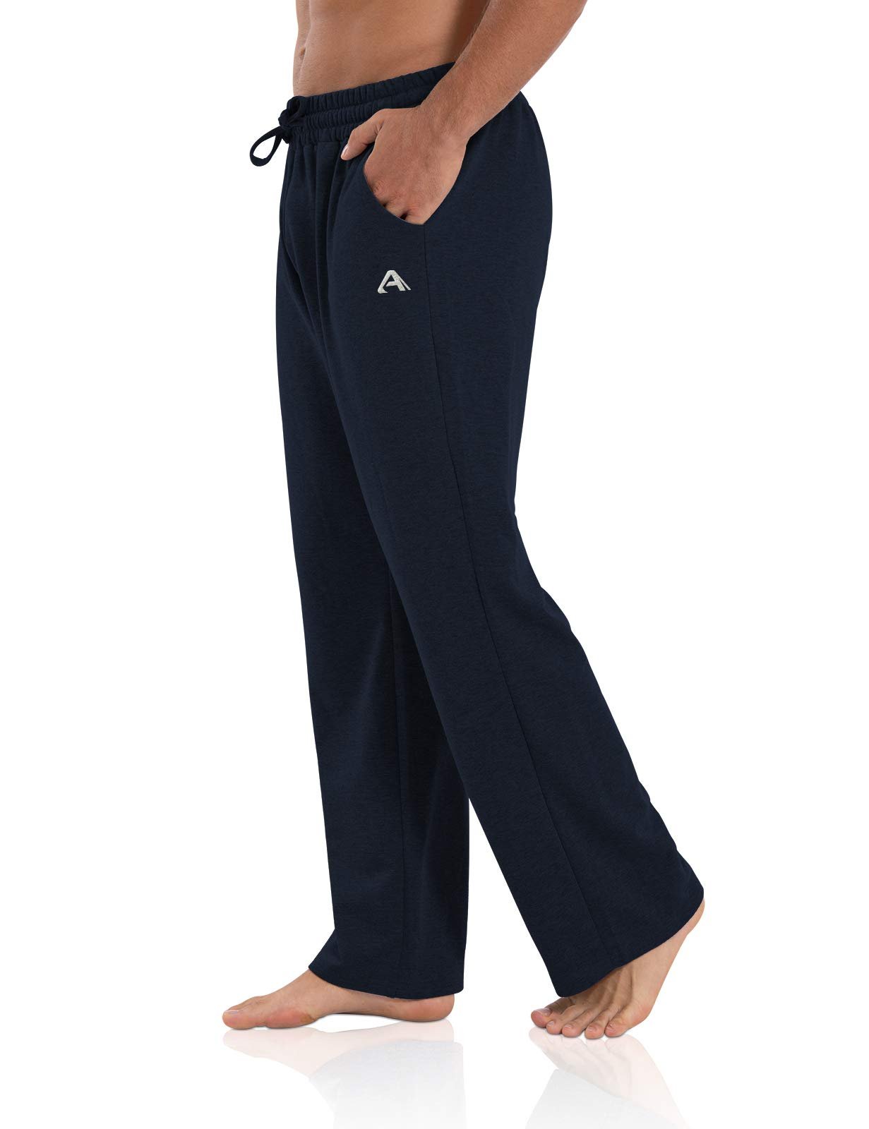 Agnes Urban Men's Joggers Sweatpants Open Bottom Straight Leg Casual Loose Fit Running Athletic Jersey Pants with Pockets, Navy Blue, Large - Image 6