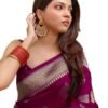 C J Enterprise Women's Banarasi Saree Pure Kanjivaram Silk Saree Soft Design Wear Pattu Sarees Latest Cotton With Blouse Piece for Wedding sari collections sadi new ladies 2025 (Pari122-51) (Wine)