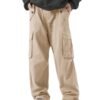 GRECIILOOKS Men's Loose Low Rise Cargo Pants | Baggy 6 Pocket Lower Pant | Casual Cotton Pents | Formal Trousers Brown
