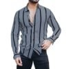 COMBRAIDED Men's Striped Slim Fit Lycra Shirt | Full Sleeve Stretchable Shirt | Trendy Black and White Vertical Stripes for Casual (in, Alpha, L, Grey)