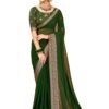 AKHILAM Women's Georgette Green Embellished Designer Saree With Blouse Piece (VIRAT01_5D)