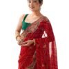 SIRIL Women's Georgette Bandhani Printed Embroidery Saree With Unstitched Blouse Piece (4132S134_Red)