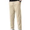 Samfor Men's Comfortable Corduroy Pants | Relaxed Fit Stretch Waist Trousers for Everyday Wear Cream