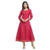 Yash Gallery Women's Cotton Gold Printed Regular Fit Anarkali Kurta (Red, Large)