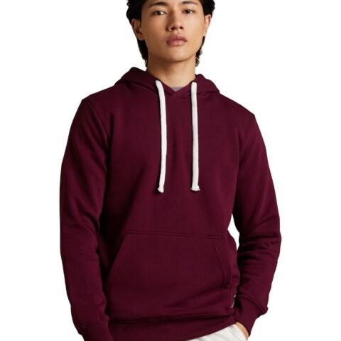 Amazon Brand - Symbol Men's Regular Cotton Blend Neck Hooded Sweatshirt (AW18MNSSW02_Beetroot_M)