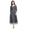 Yash Gallery Women's Cotton Bandhej Printed Regular Fit Anarkali Kurta for Women (311YK148BBNDJ_Black_Large)