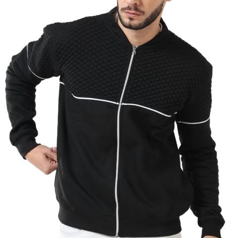 fanideaz Cotton Branded Full Sleeve Diamond Cut Standard Length Bomber Jacket Neck Zipper Hoodies For Men_B_2_X-Large, Black