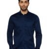Peter England Men 100% Cotton Solid Slim Fit Full Sleeve Casual Shirt | Dark Navy, 44