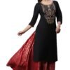 Aurelia Black Embroidered Blend Long Kurta with Sequins