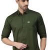 Majestic Man Classic Slim Fit Pure Cotton Casual Shirt (X-Large, Olive, Men)
