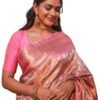SGF11- Women's Kanjivaram Pure Zari Woven Soft Silk Saree With Blouse Piece (Orange Pink)