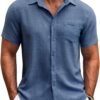 Lymio Regular Fit Shirt for Men|| Men Stylish Regular Fit Shirt (Resort-Slub) (in, Alpha, XL, Blue)