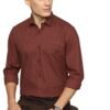 Louis Philippe Cotton Men's Slim Fit Shirt (LYSFCSLBJ13729_Maroon, 40