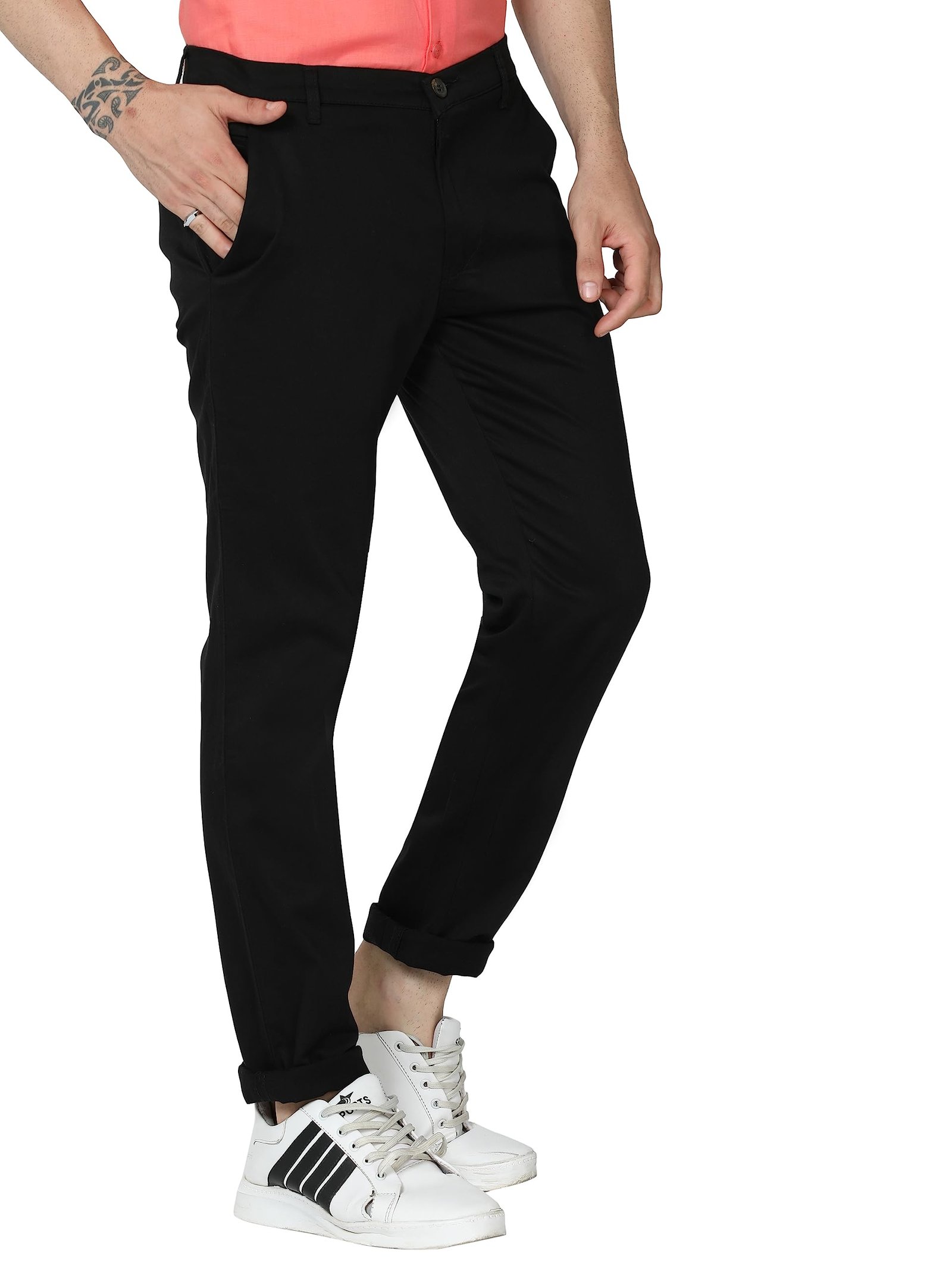 Miraan Men's Soft Cotton Regular-fit Mid-rise Casual Pants (SIGPANTBLACK44_Black_44) - Image 5